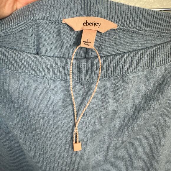 Eberjey Womens Fine Gauge Knit Sweater Loungewear Wide Leg Cozy Pants in Blue L - Picture 4 of 11